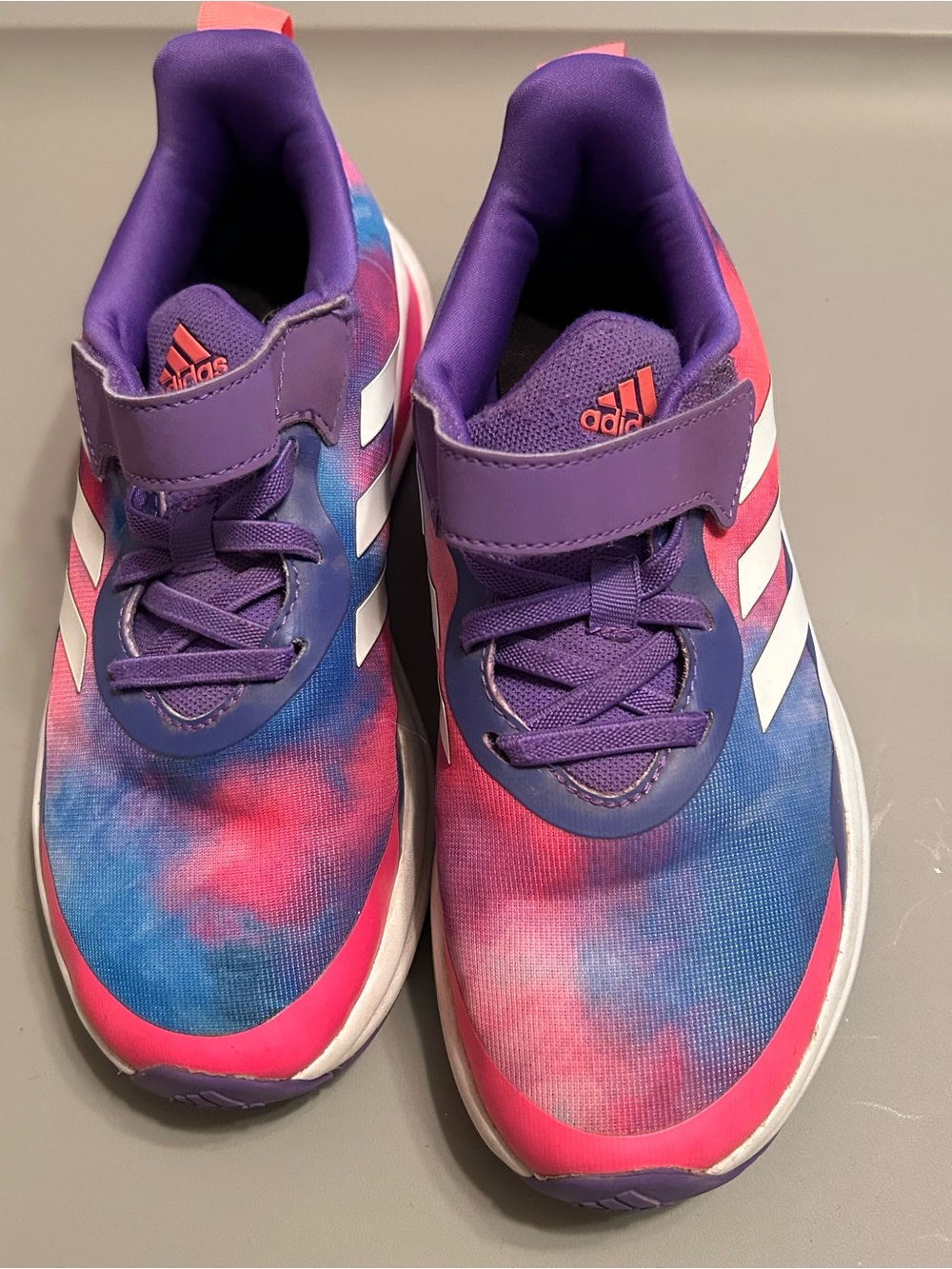 adidas Kids Purple Pink Blue Tie-Dye Athletic Sneakers